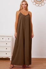 Load image into Gallery viewer, Full Size Ruffle Trim Tie Back Cami Jumpsuit with Pockets