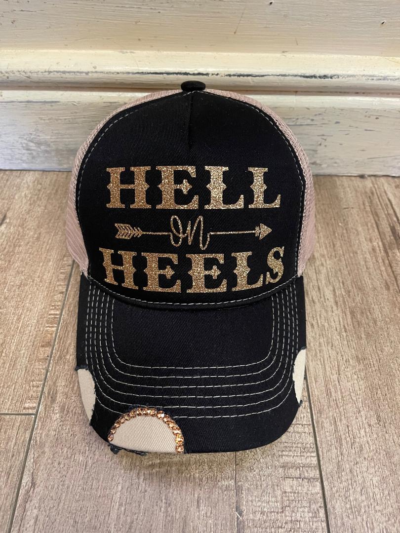 Hell On Heels Rhinestone Graphic Hat